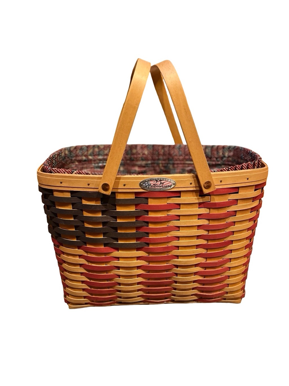 Vtg Longaberger 1998 CC 4th of July Anniversary Flag Basket Double Handle Sz L